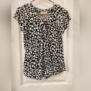 White/Black Leopard Print Top